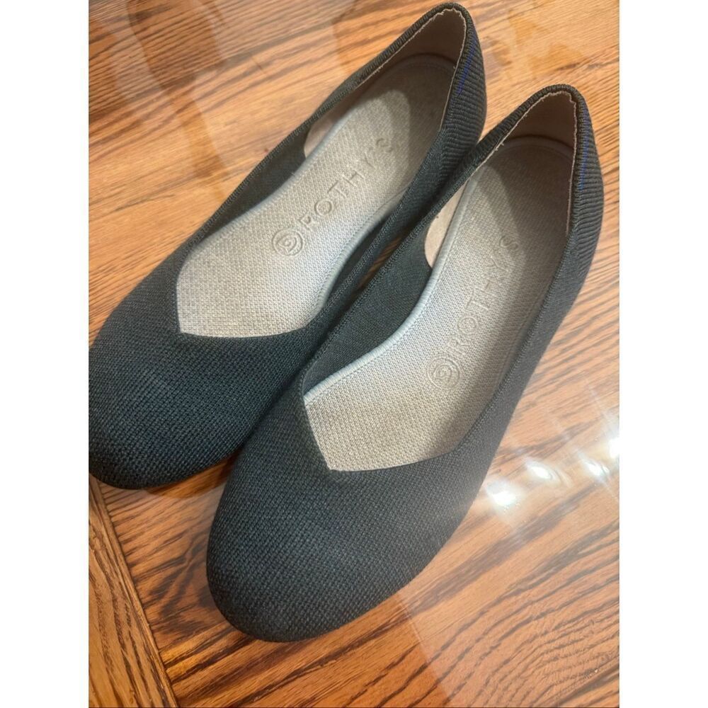 Rothy's Dark Green Halo Merino‎ Wool Blend Classic Ballet Flat Shoes Size 8 - Picture 2 of 6